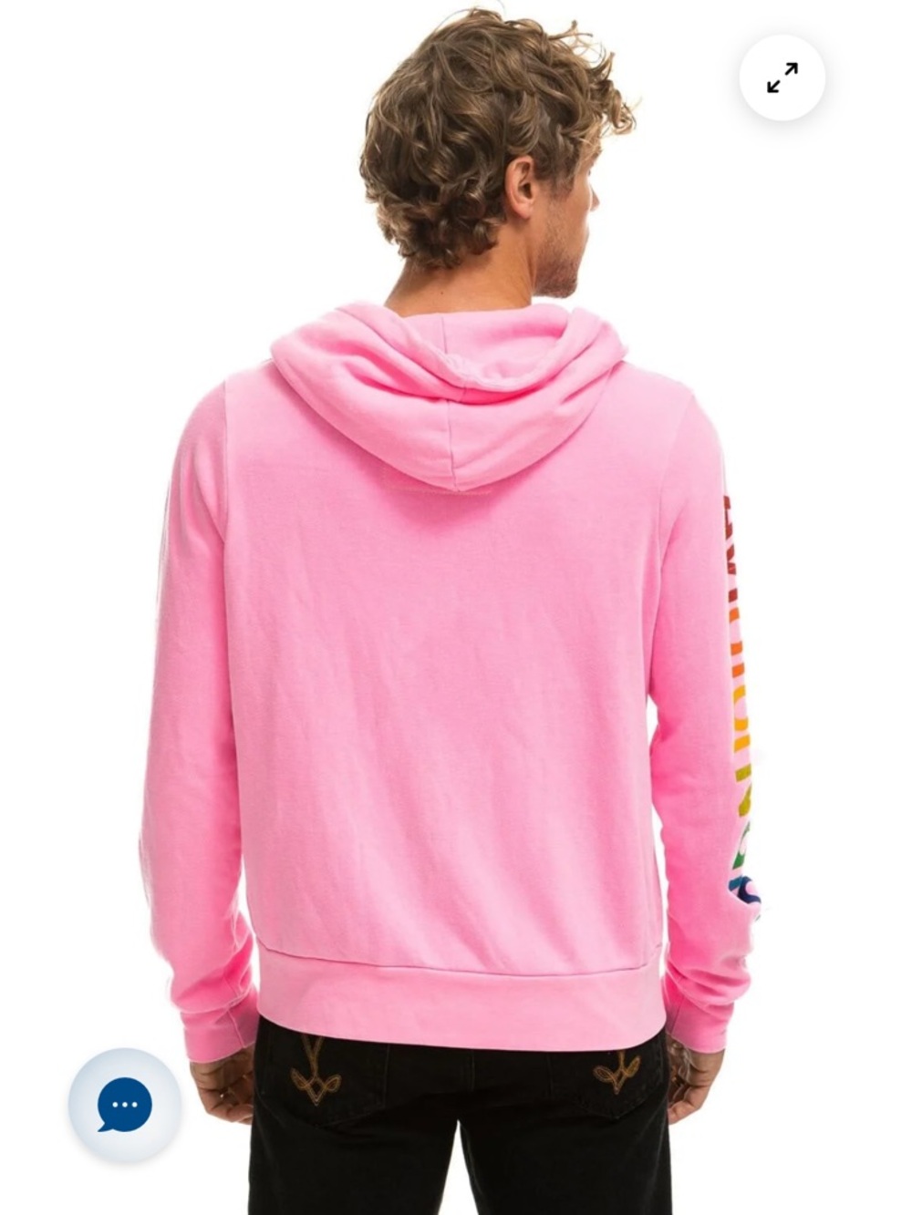 Aviator Nation  neon Pink Zip unisex Hoodie with Rainbow print  in large . - Picture 12 of 12